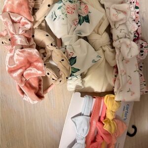 Carter's Floral and Velvet Headband Set - Pink, Cream, Yellow, Gray & socks!